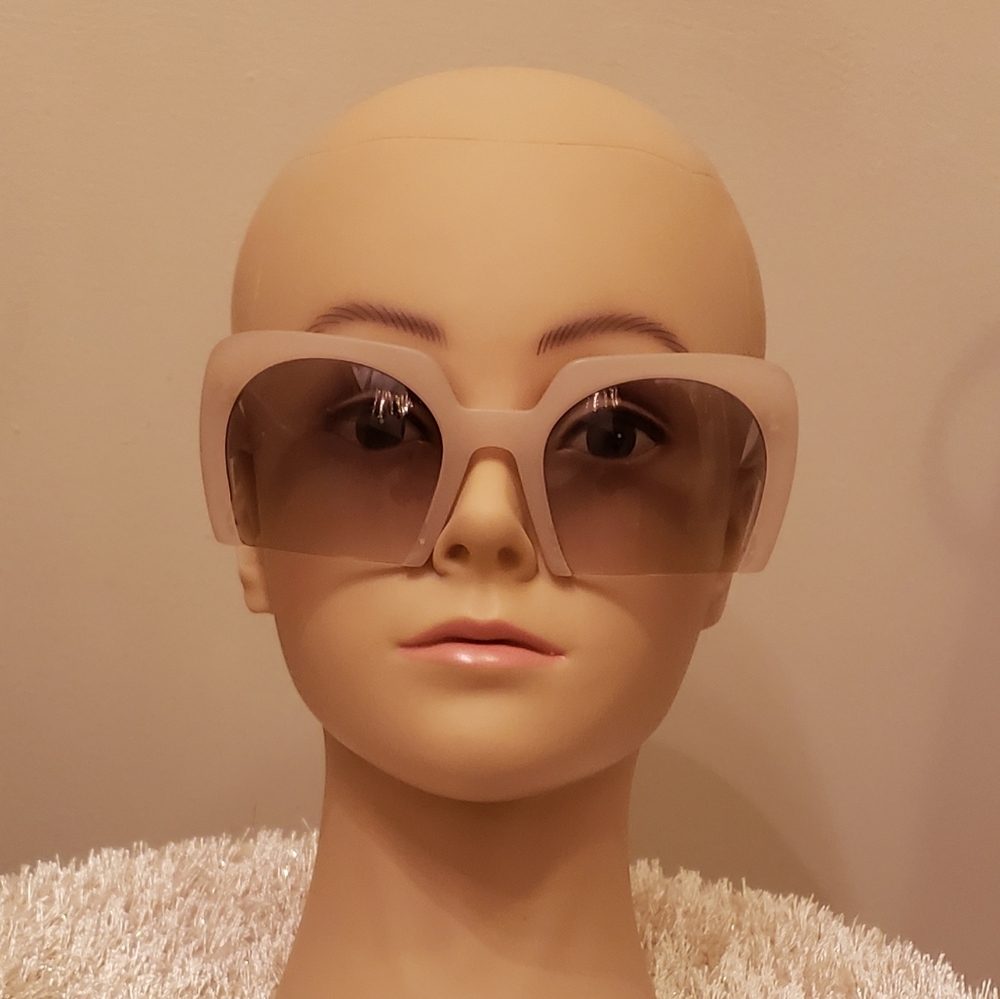 Miu Miu Oversized Square Sunglasses in Pale Pink with Gradient Brown Lenses